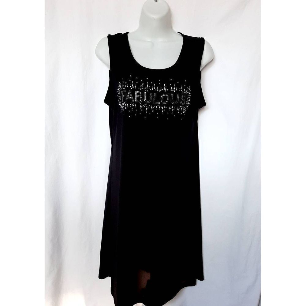 Elie McCarthy black slinky rhinestone fabulous sz large sleeveless dress